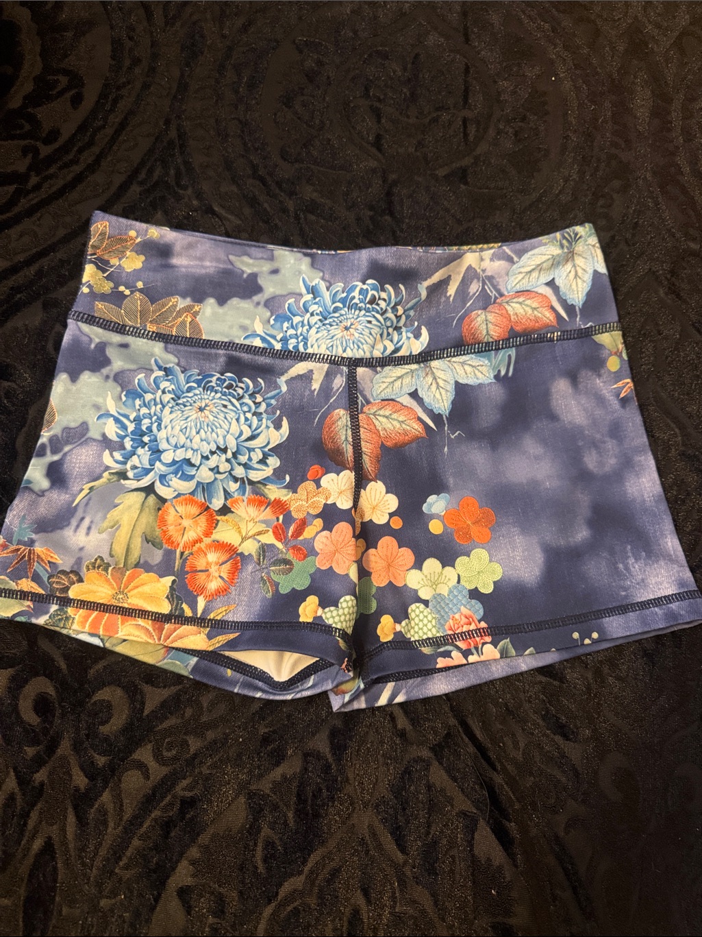 Floral Blue High-Waist Women’s Mma And Workout Shorts